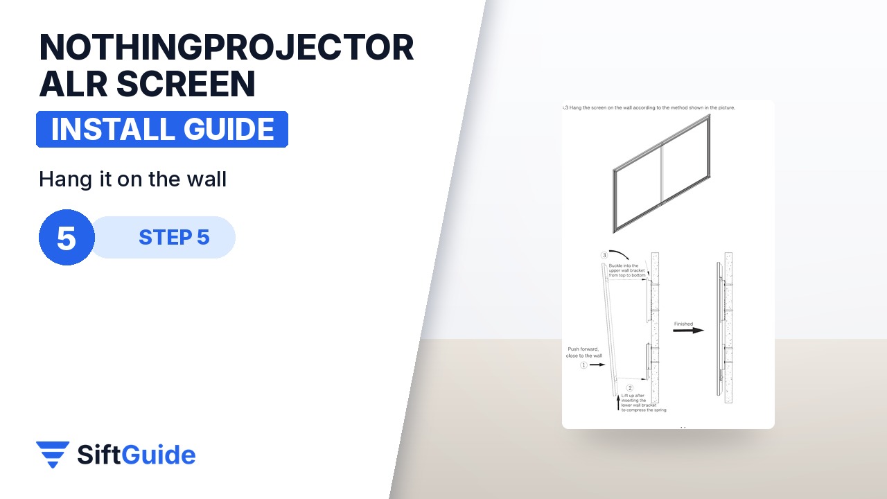 Manual diagram showing the screen hung on its wall brackets