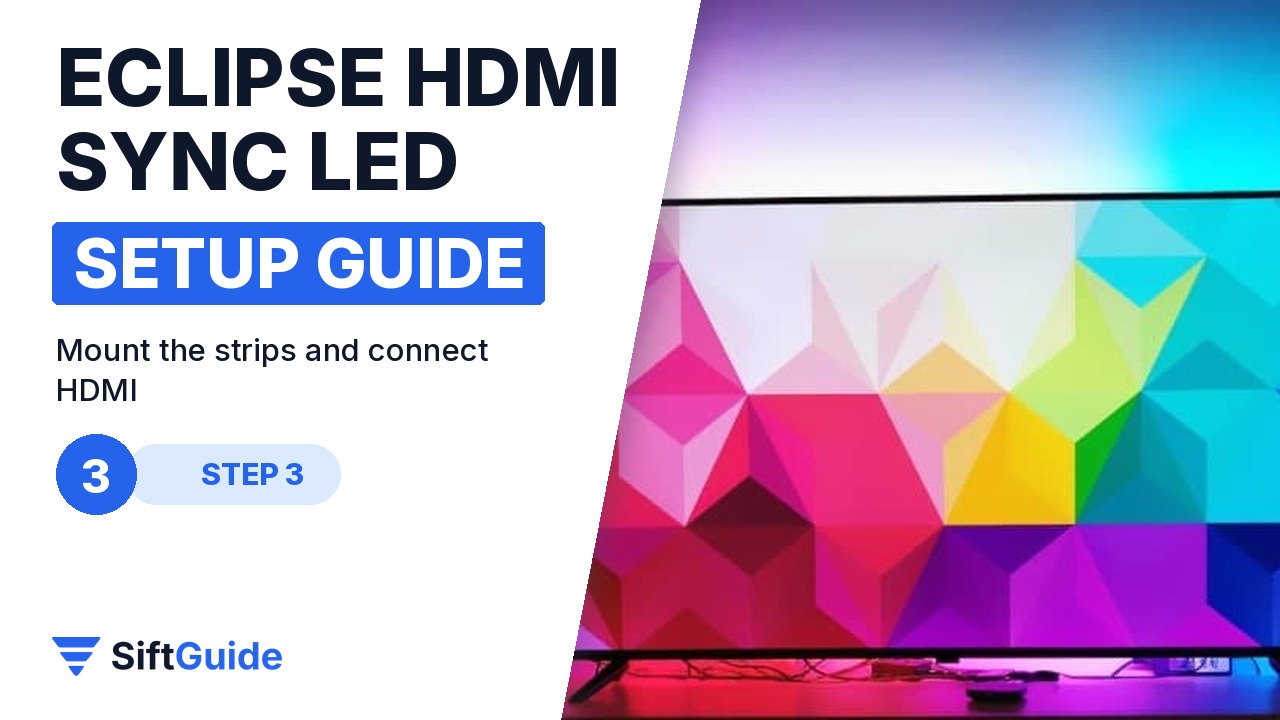 HDMI sync LED strip lighting the wall behind a large TV with a colorful picture