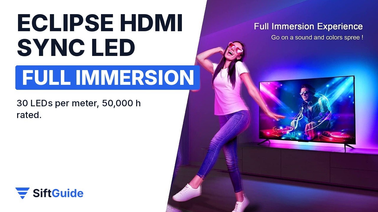 Couple dancing in front of a TV with HDMI sync LED backlight