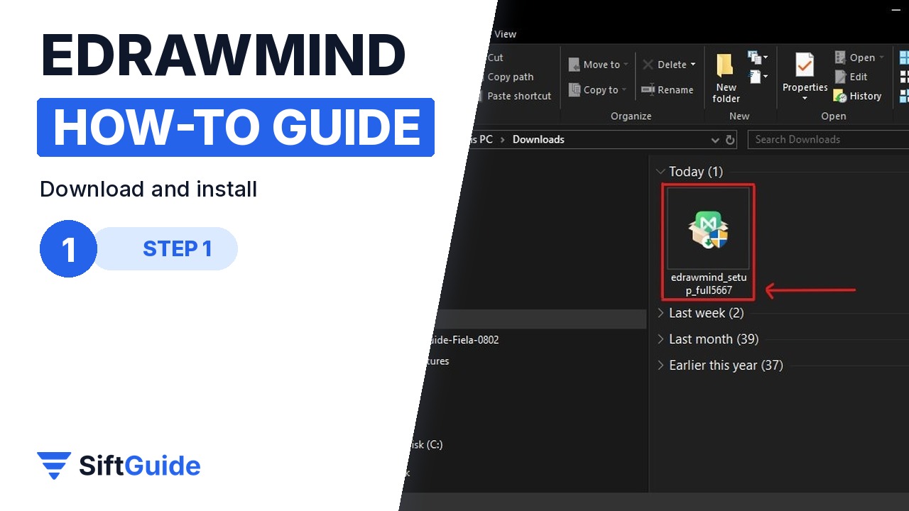 EdrawMind installer file in the Windows Downloads folder
