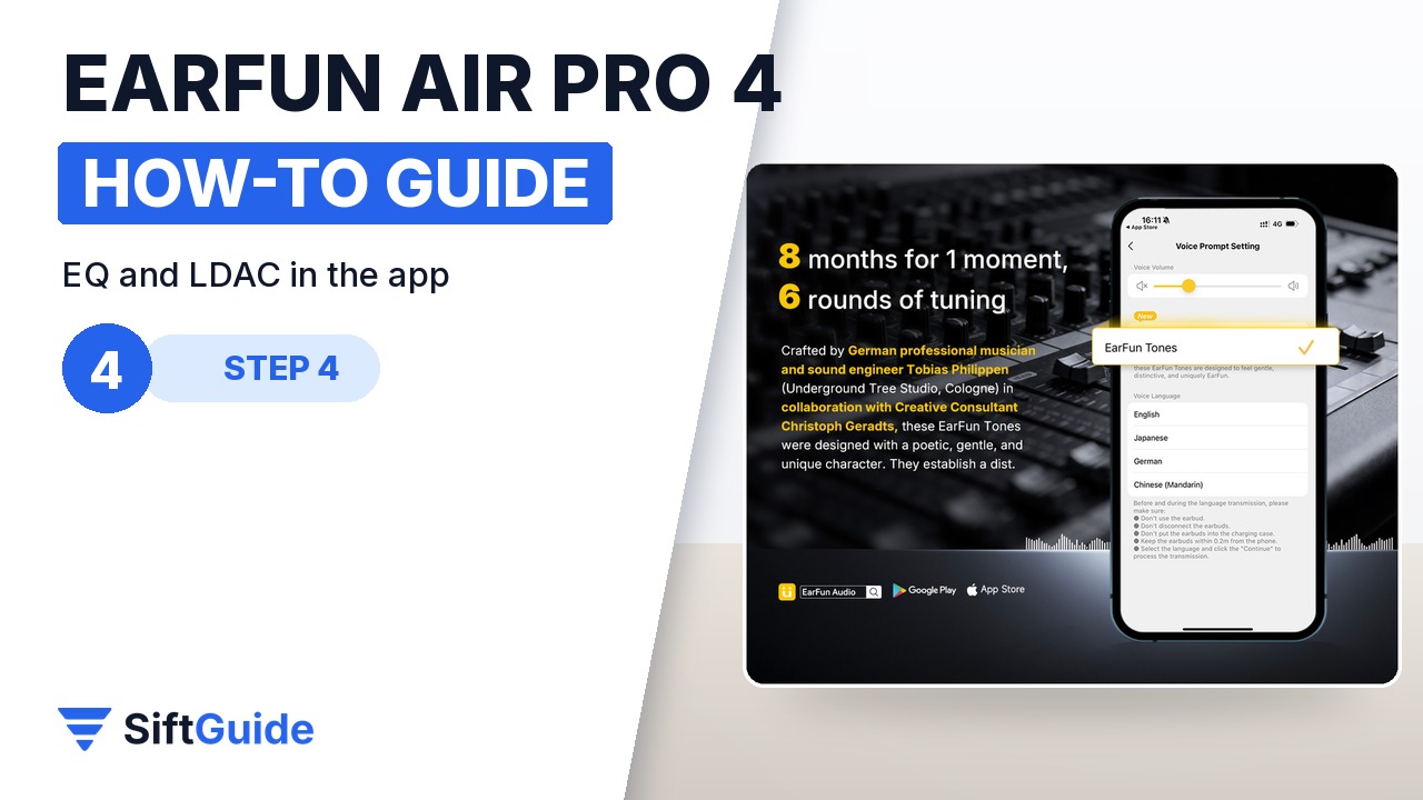 EarFun Audio app with the equalizer and sound settings