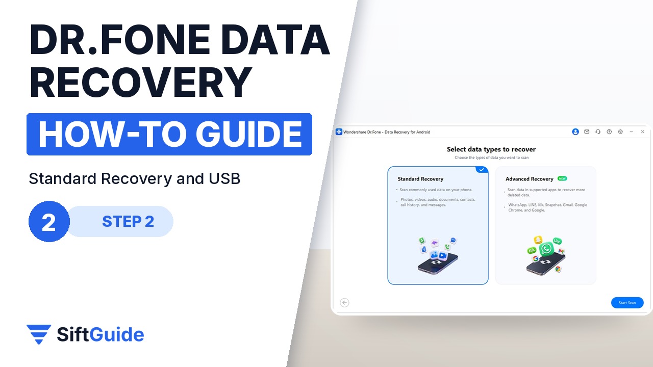 Choosing Standard Recovery or Advanced Recovery in Dr.Fone