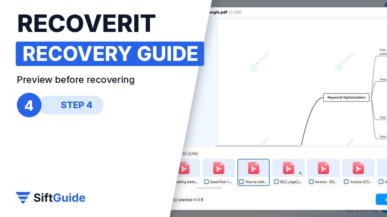 Recoverit preview window showing a recovered PDF document