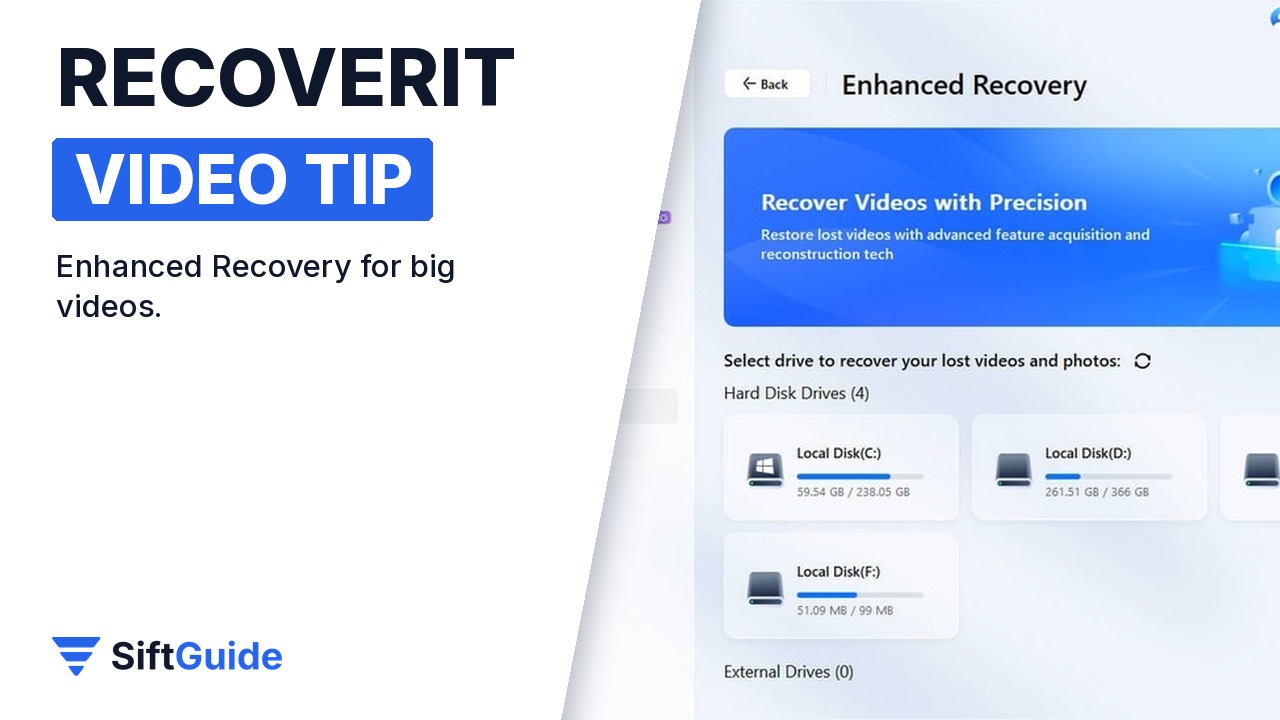 Recoverit Enhanced Recovery for large videos and photos