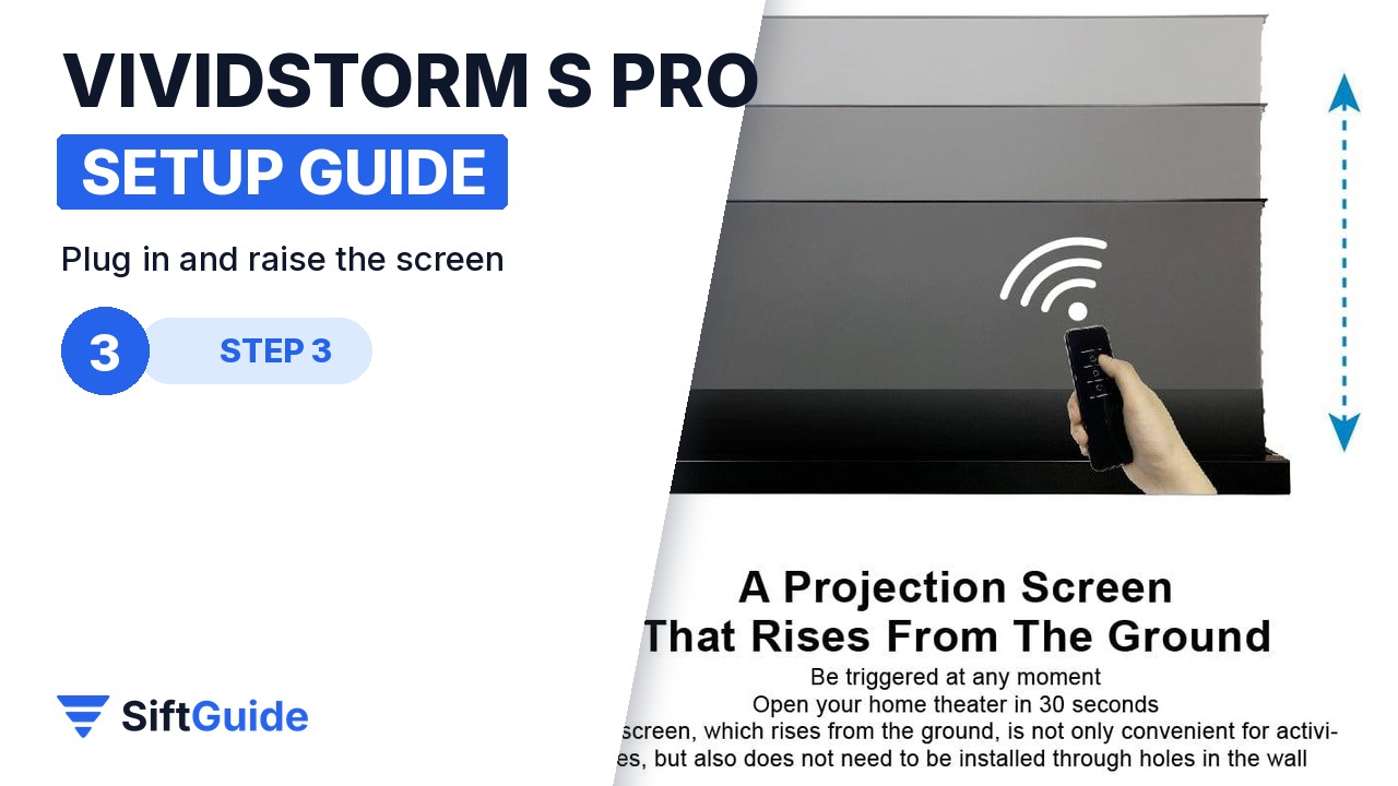 VIVIDSTORM S PRO screen rising from the case with the remote control