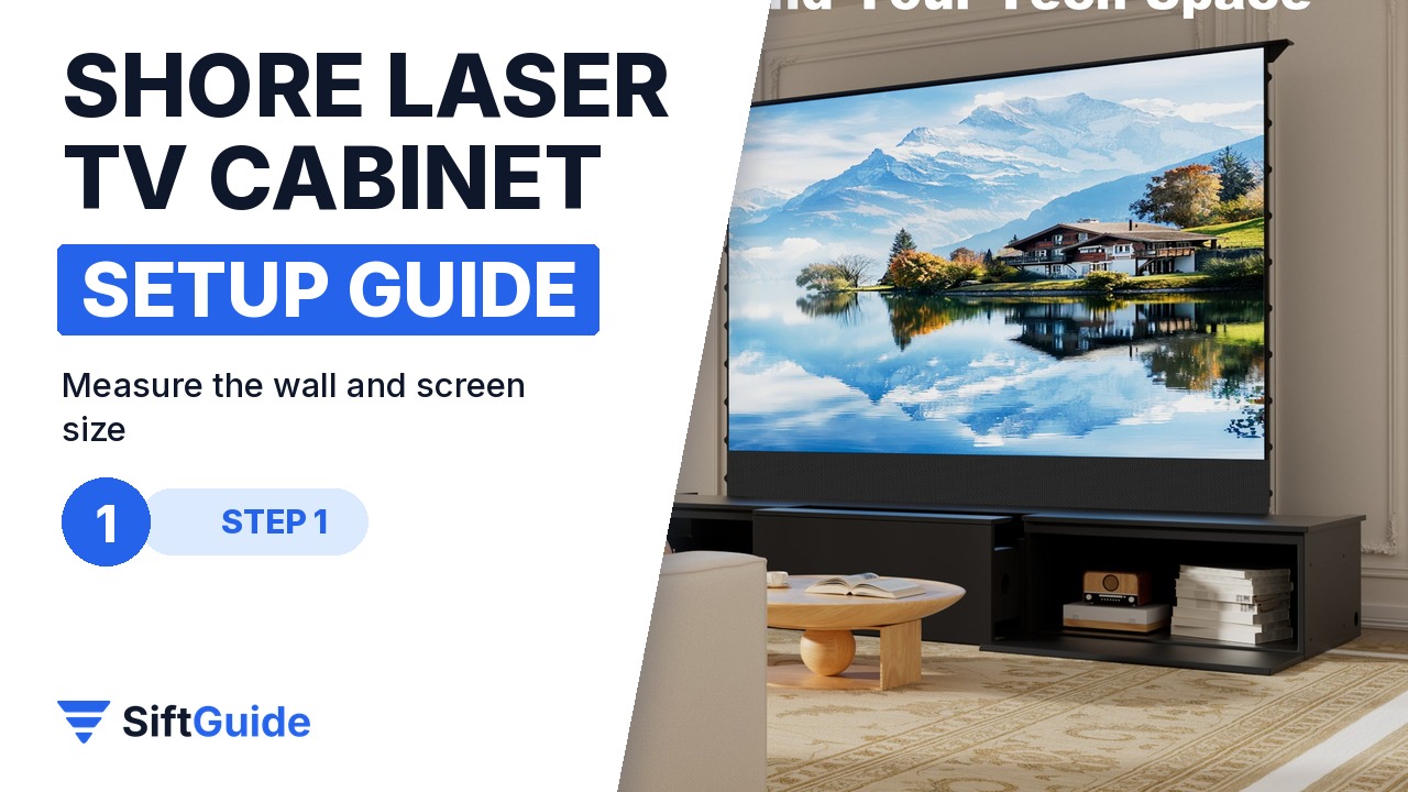 Shore laser TV cabinet measurements drawing with a 120-inch screen