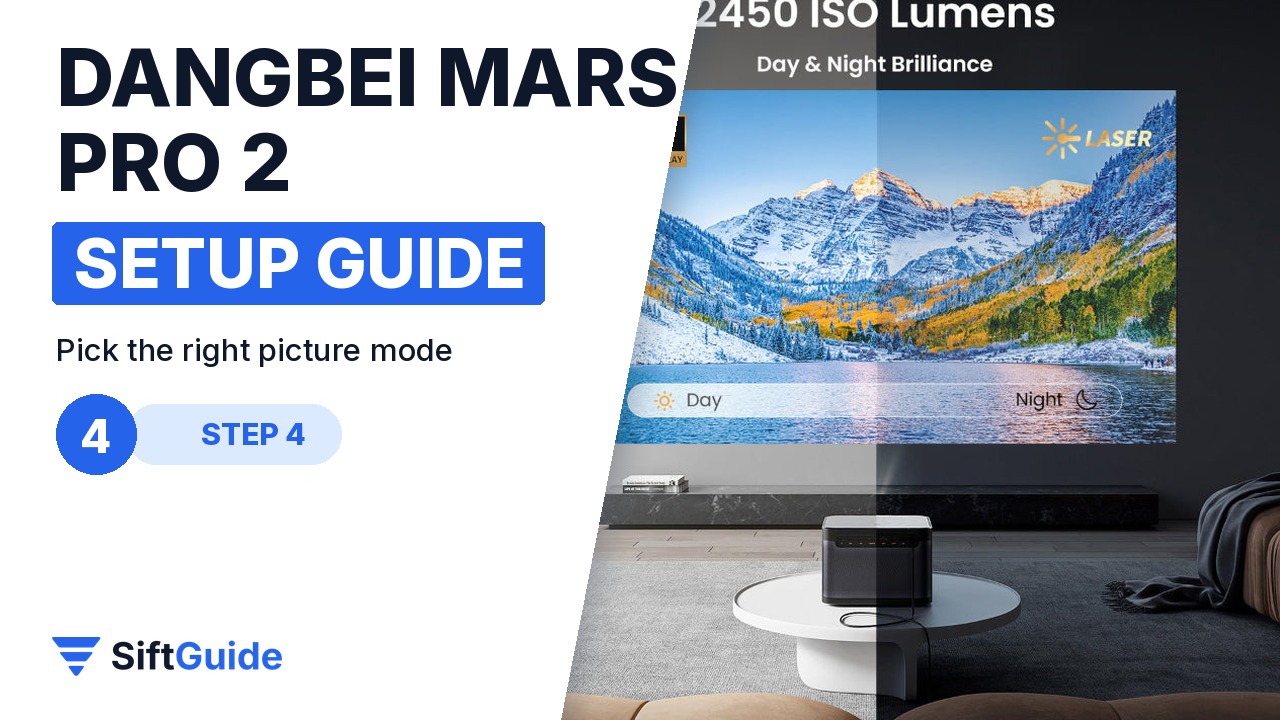 Dangbei Mars Pro 2 2450 ISO lumens picture in a bright living room