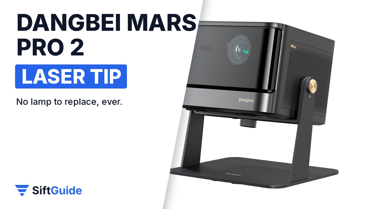 Dangbei Mars Pro 2 laser projector on a stand