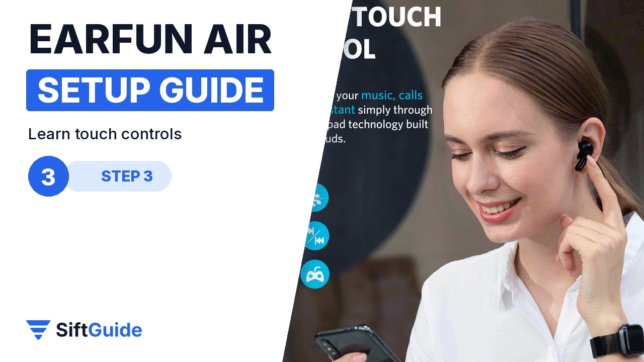 Using the EarFun Air touch controls on the earbud