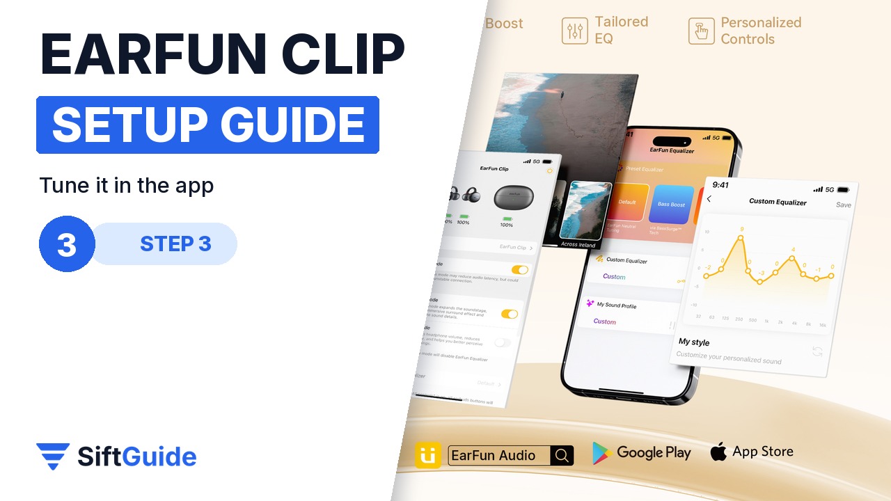 EarFun Audio app EQ and control settings for EarFun Clip