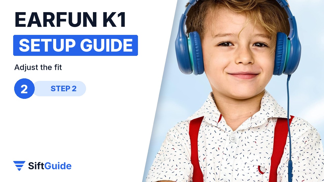 Child wearing the EarFun K1 with the headband adjusted