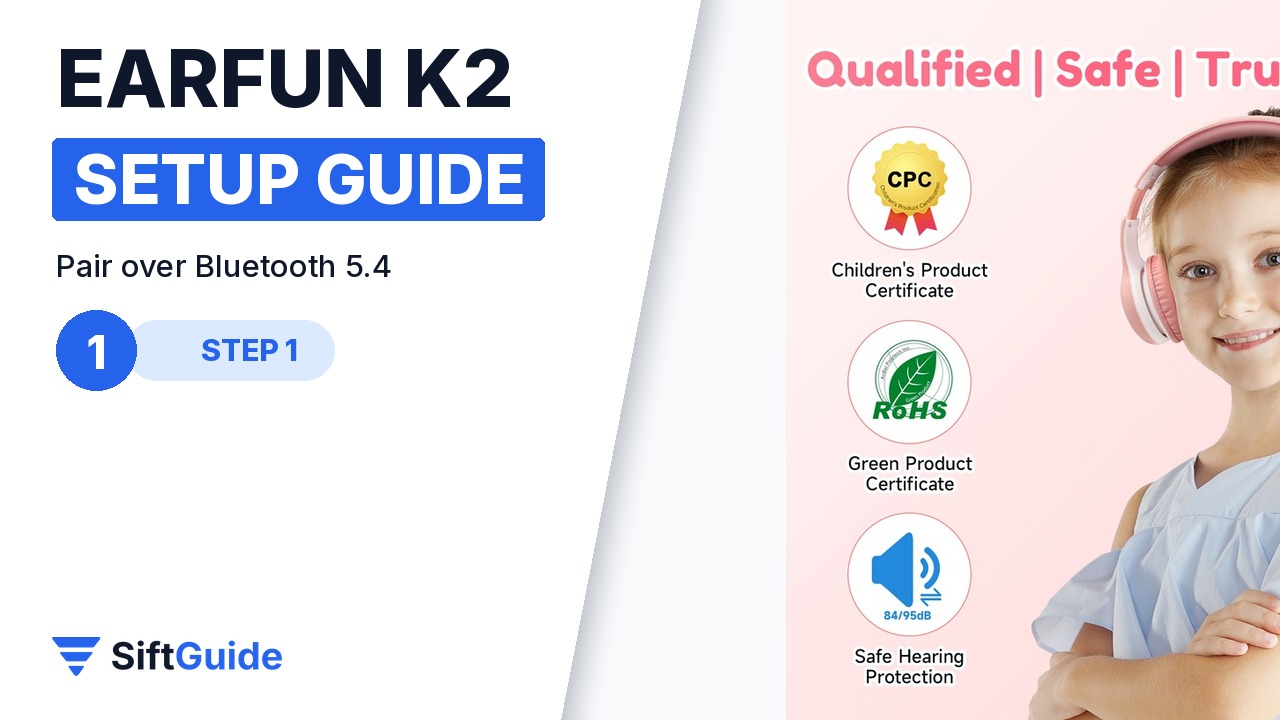 EarFun K2 pink kids headphones pairing over Bluetooth 5.4