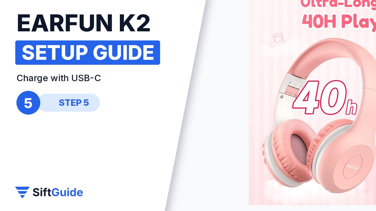 EarFun K2 charging with USB-C cable