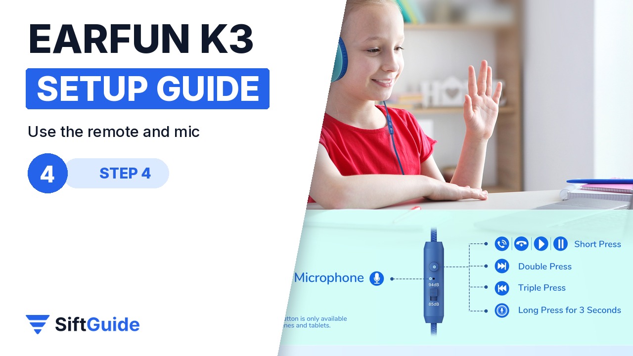 Child on a video call using the EarFun K3 microphone and remote