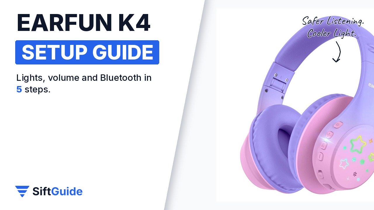 EarFun K4 Kids Headphones (Violet): Setup, Lights and Safe Volume Guide