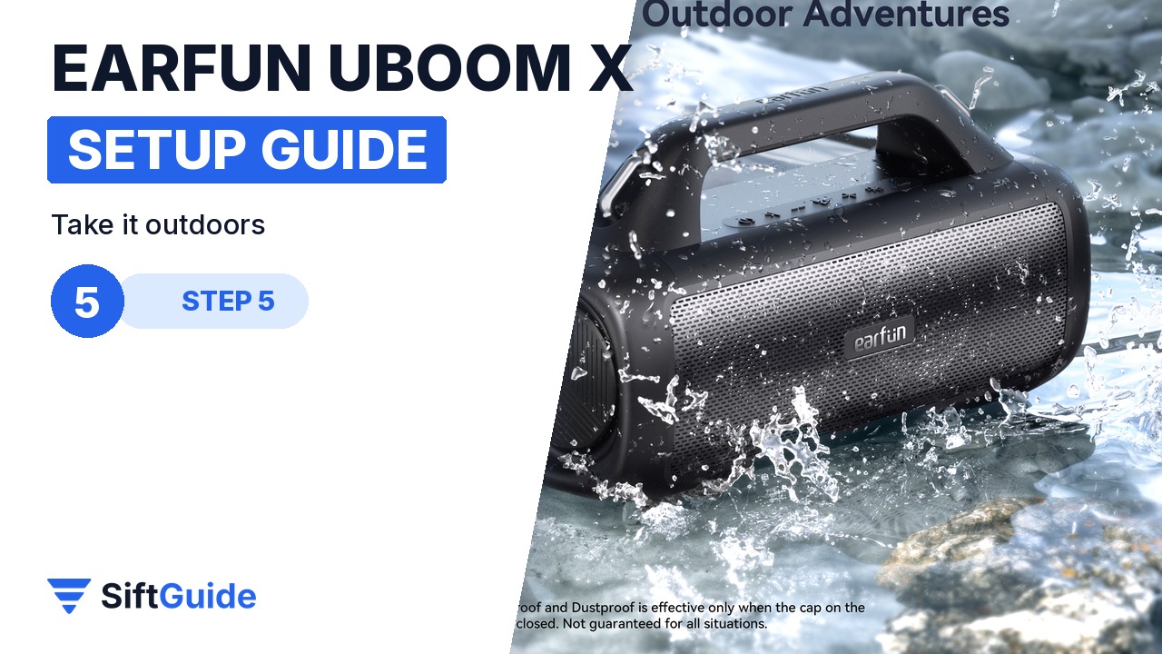 EarFun UBOOM X in water showing its IP67 rating