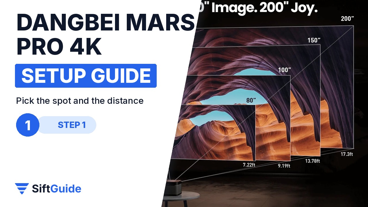 The Dangbei Mars Pro picture size at different distances