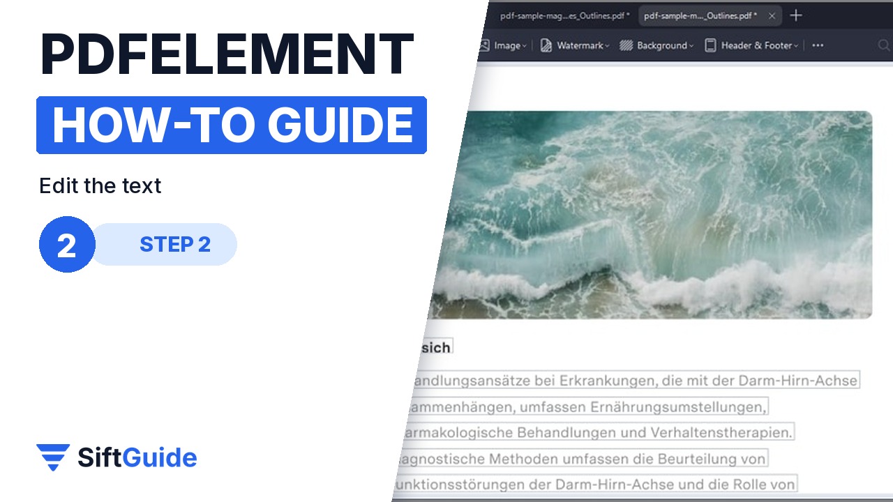 PDFelement Edit menu with the Text option highlighted