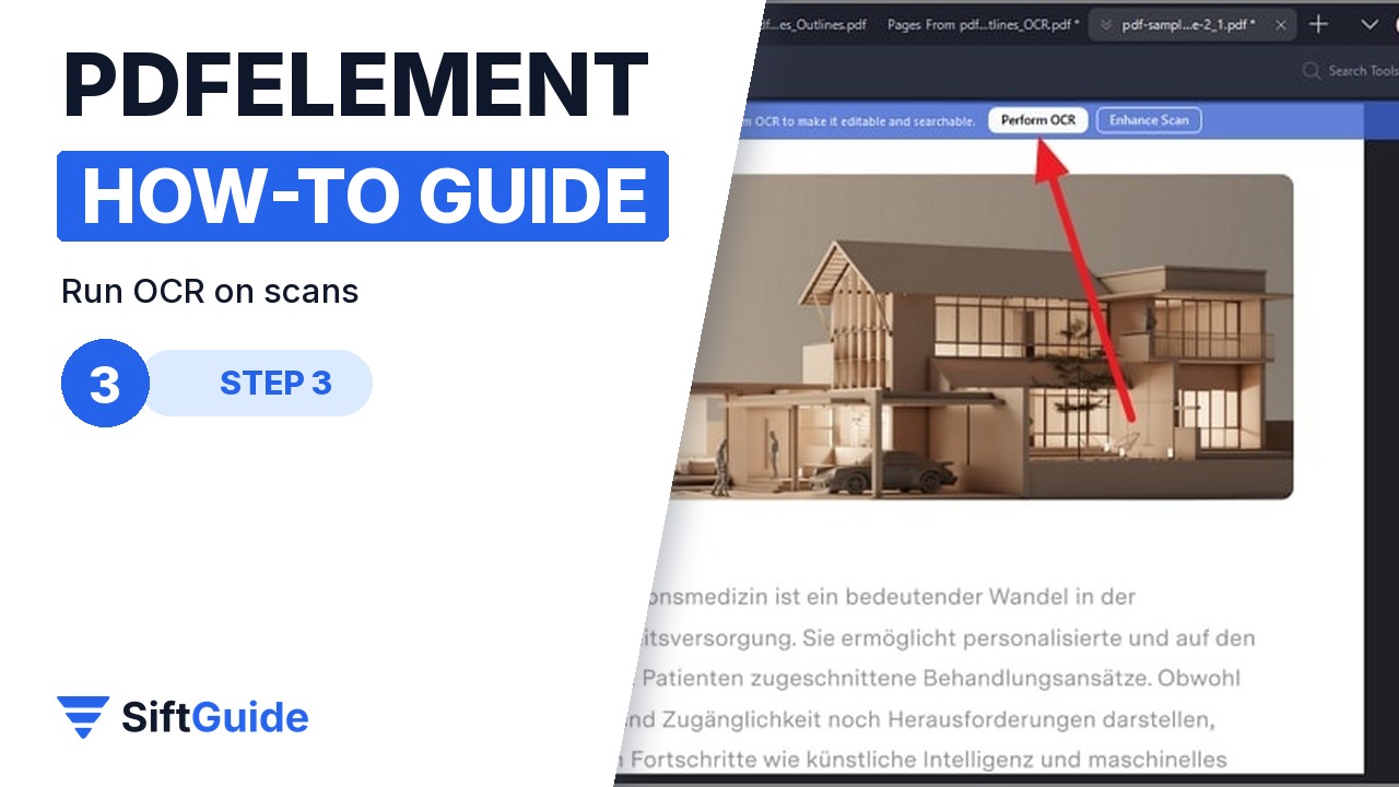 PDFelement Perform OCR button on a scanned PDF page