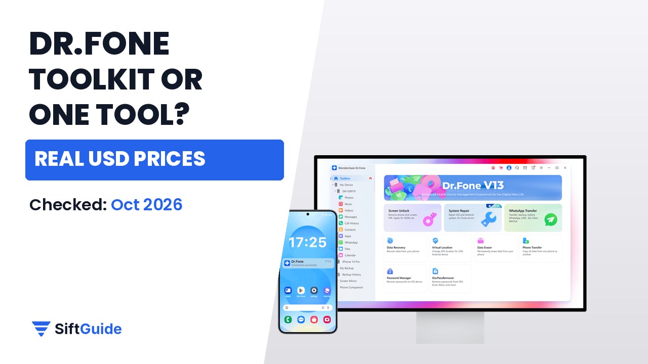 Dr.Fone Full Toolkit vs single tools prices, SiftGuide