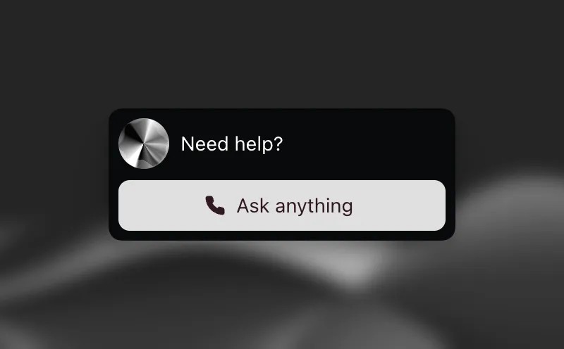 ElevenLabs agent widget on a website with a Need help? Ask anything button
