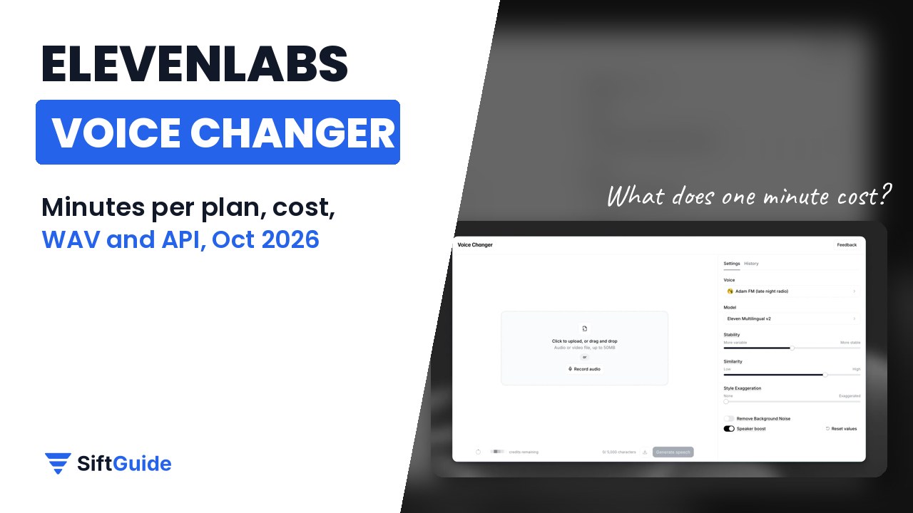 ElevenLabs Voice Changer pricing and plans, SiftGuide