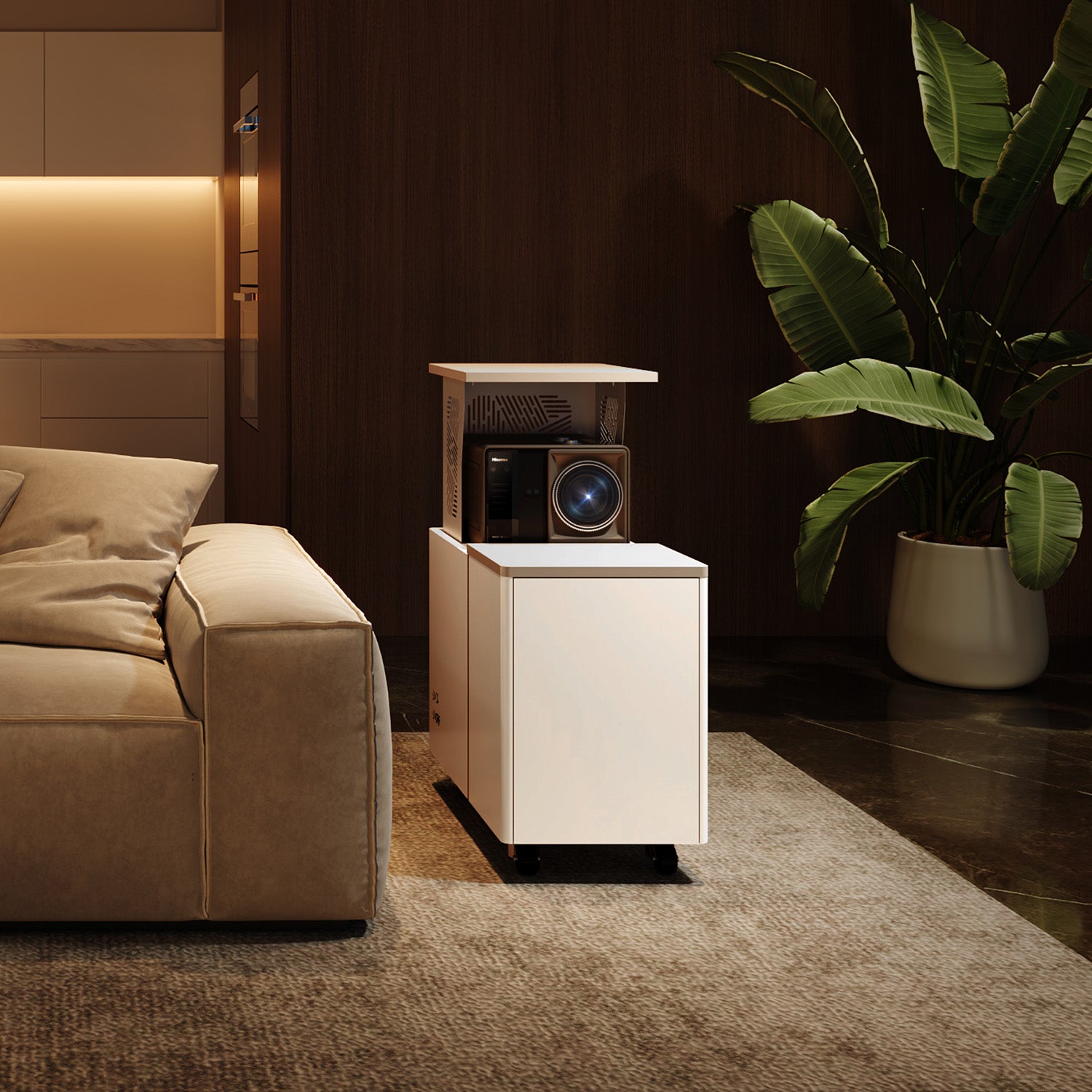 Shore Smart Motorized Hidden Lift Cabinet for Long Throw Projectors (white or walnut)