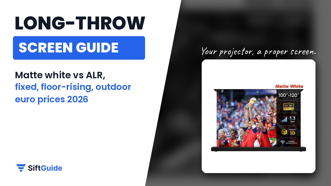 Projector screens for long-throw projectors: matte white vs ALR, buying guide 2026