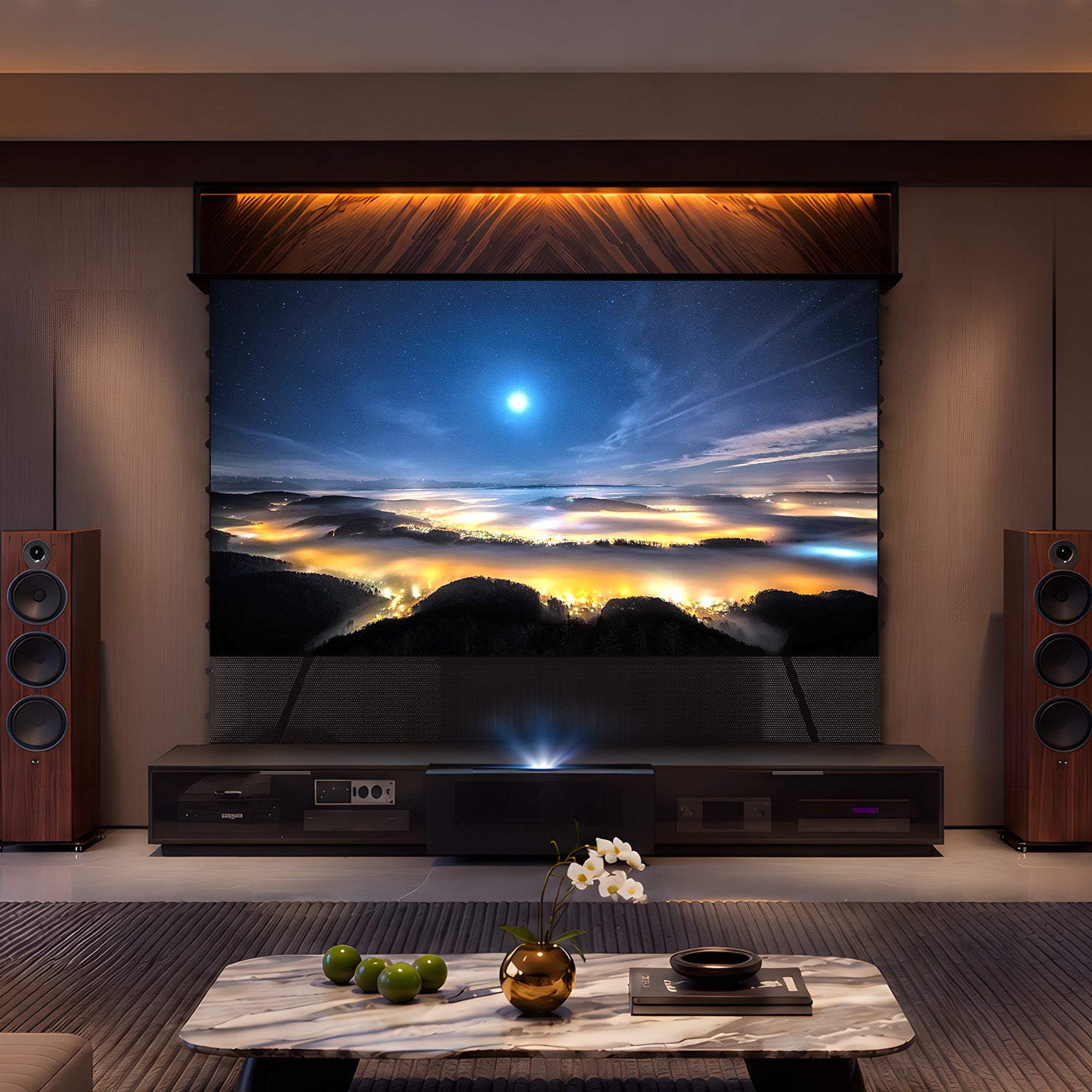 NothingProjector motorized laser TV cabinet with glass doors