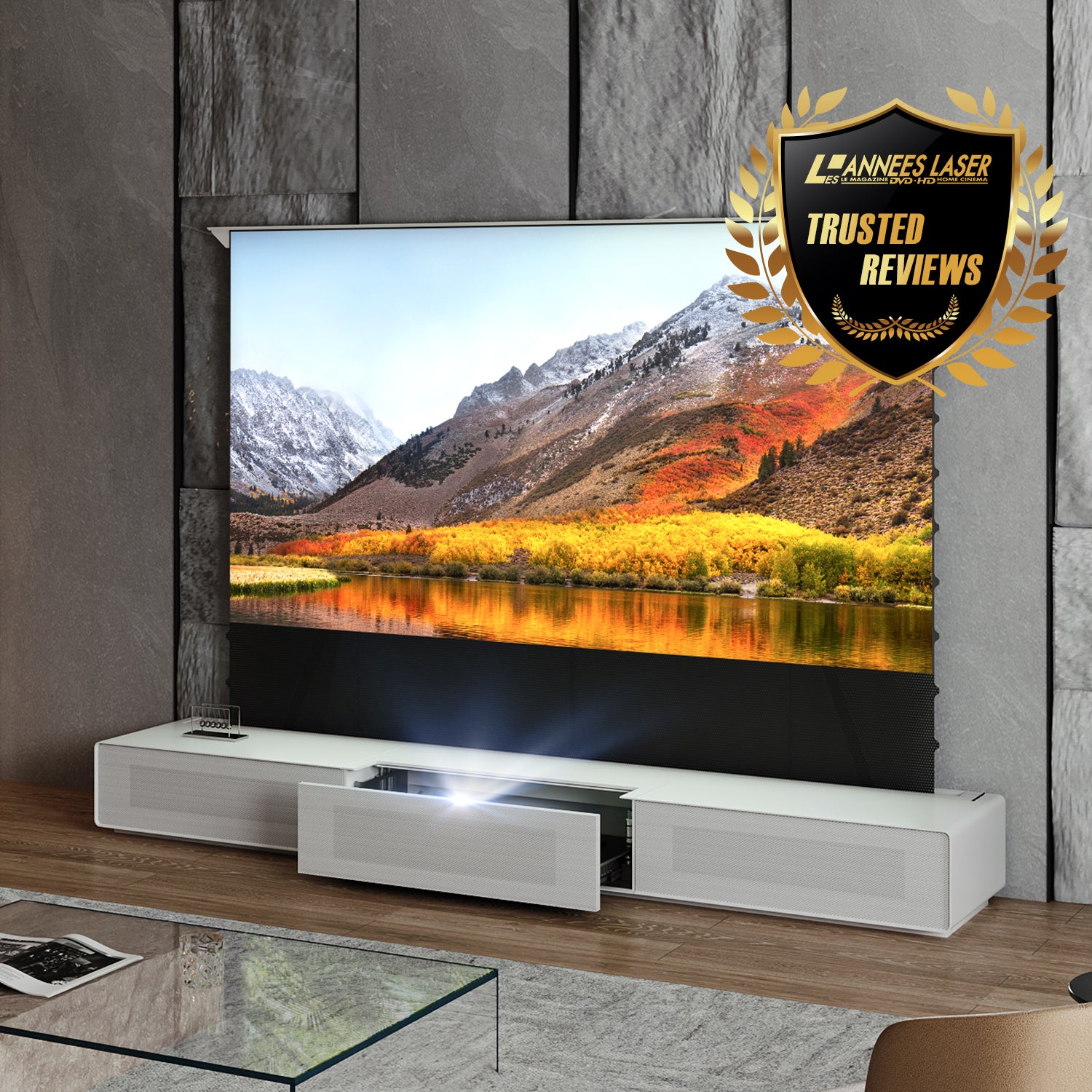 Shore Fully-Assembled Modern Matte TV Stand (black or white, 100 or 120 inches)