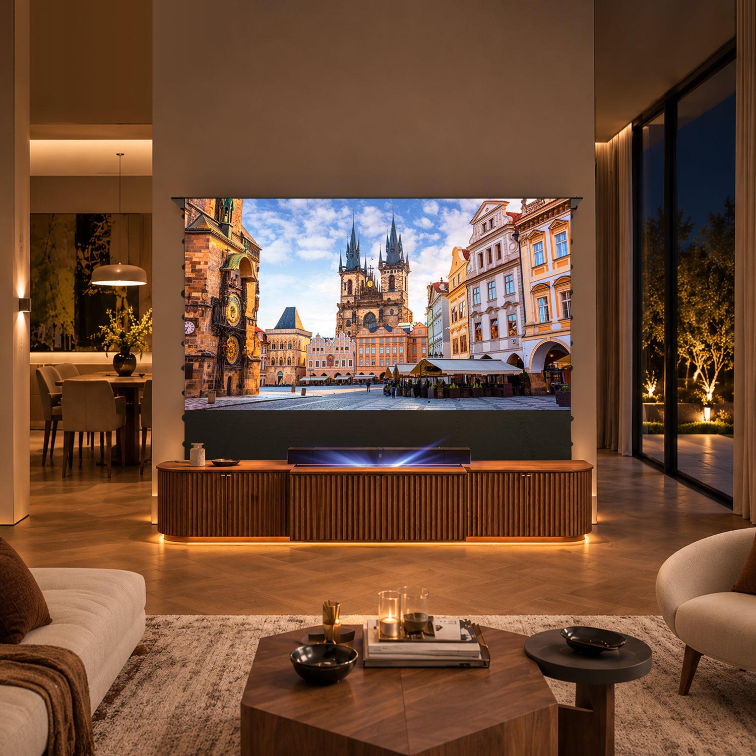 NothingProjector Solid Wood Motorized Laser TV Cabinet (100 or 120 inches)