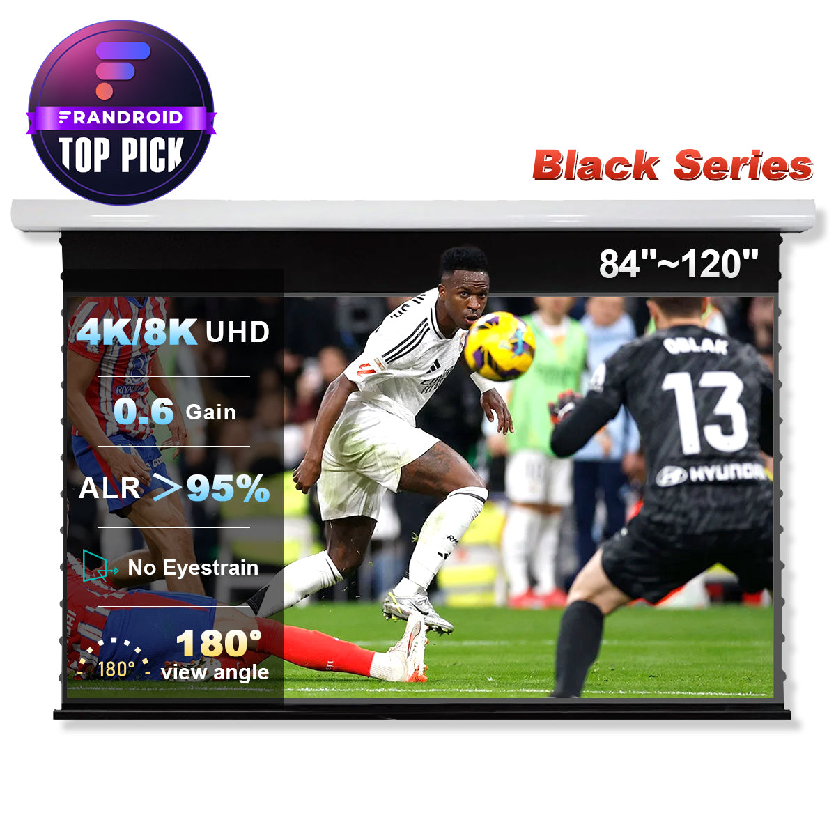 NothingProjector Black Series Slimline Motorized Tension Drop Down 95% ALR (84 to 120 inches)