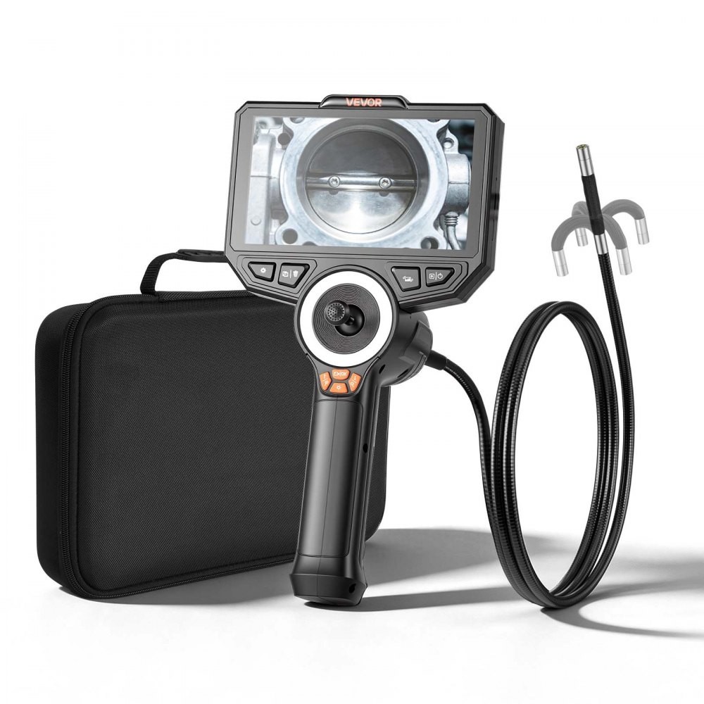 VEVOR SX4 four-way 360 degree articulating borescope with 6 inch screen, flexible 1.5 m snake cable and carry case, official product image