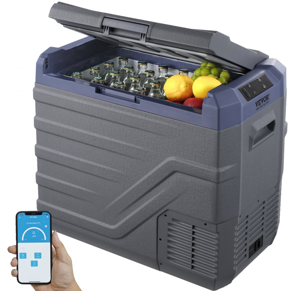 VEVOR 45L single zone 12V compressor car fridge with built-in light, official product image
