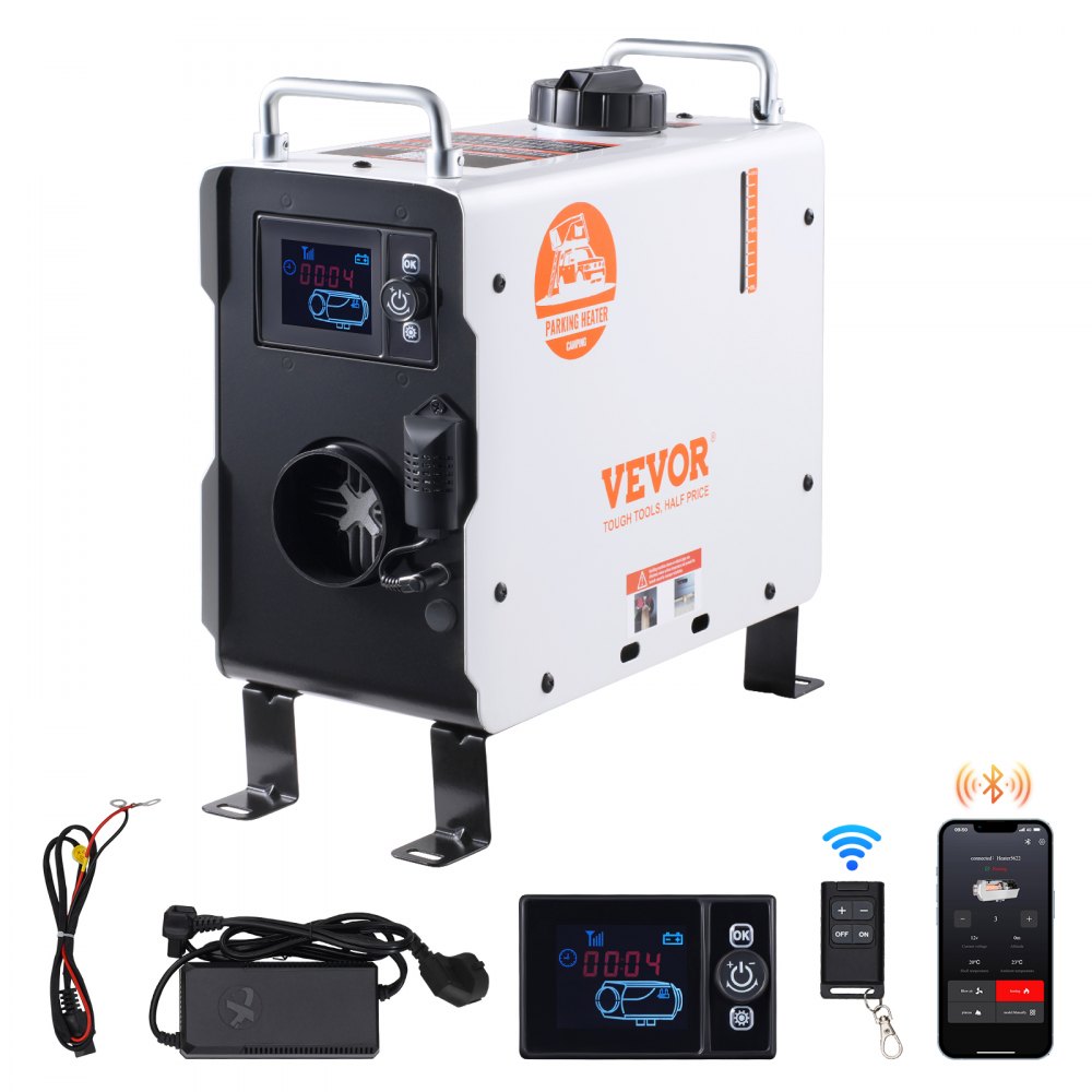 VEVOR ZM2003 2KW all-in-one diesel heater with CO alarm, Bluetooth app and remote, official product image