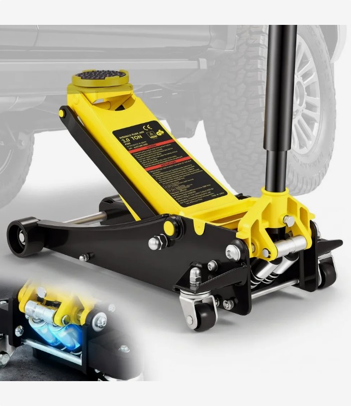 VEVOR K500 3 ton steel low profile floor jack with dual piston pump and long handle, official product image