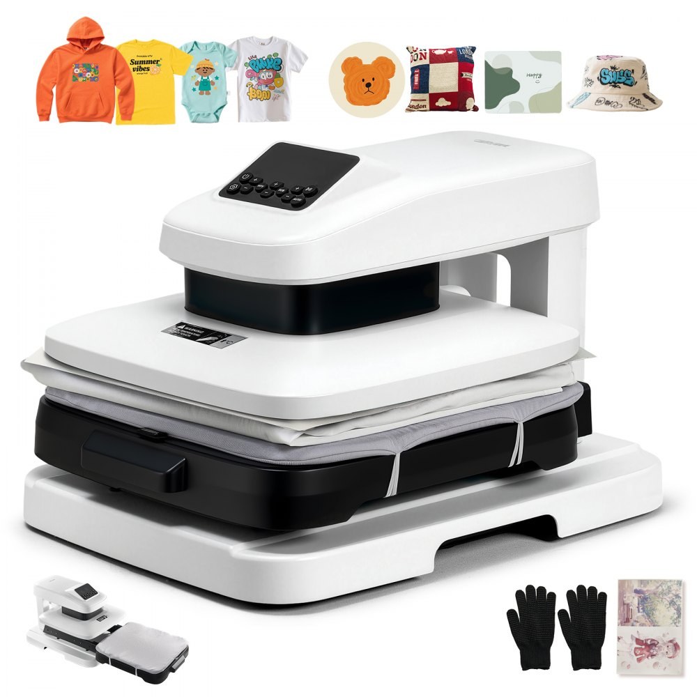 VEVOR AP-999 white auto-release 38 x 38 cm heat press, official product image