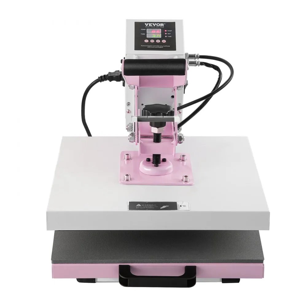 VEVOR pink 38 x 38 cm slide-out drawer heat press, official product image