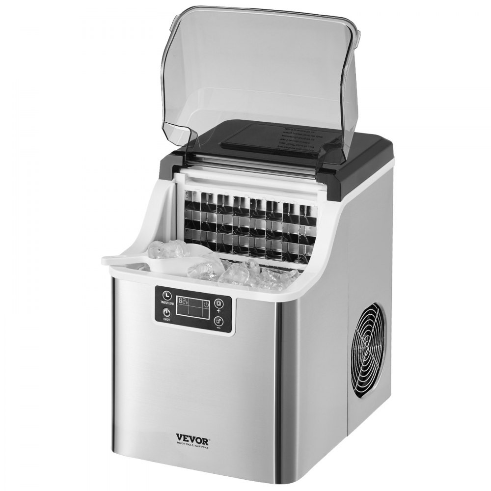 VEVOR HZB-20AF/S stainless steel countertop ice maker with 24 cube tray, official product image