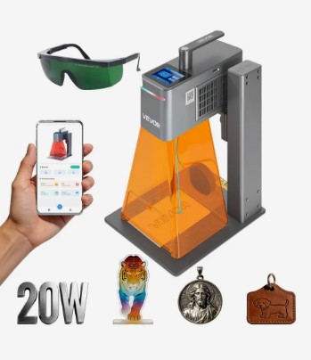 VEVOR Nano Duo portable 20W blue plus 2W infrared galvo laser engraver with orange shield, official product image