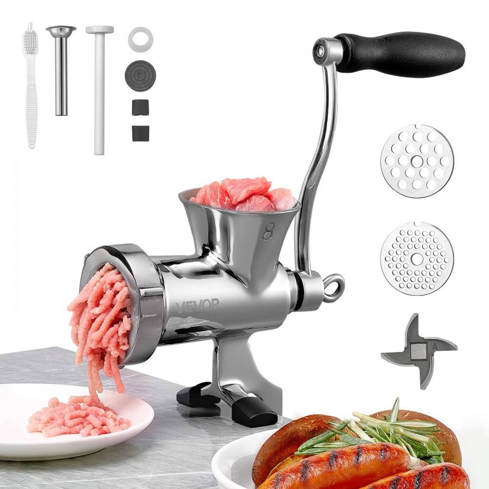 VEVOR #8 304 stainless steel manual meat grinder with table clamp, official product image