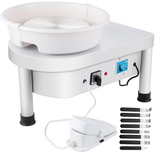 VEVOR 25 cm 280 W pottery wheel with detachable basin and separate foot pedal, official product image
