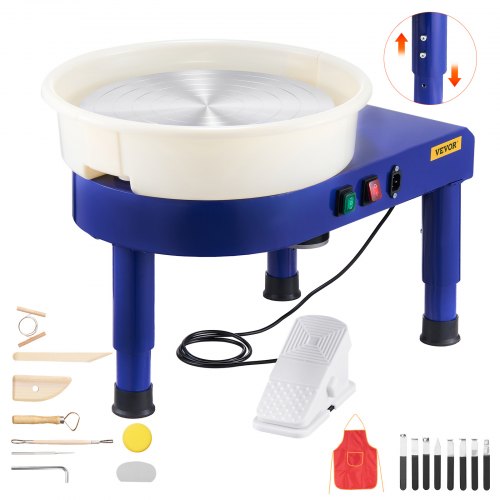 VEVOR GCJX-019 14 inch pottery wheel with adjustable lift legs and foot pedal, official product image
