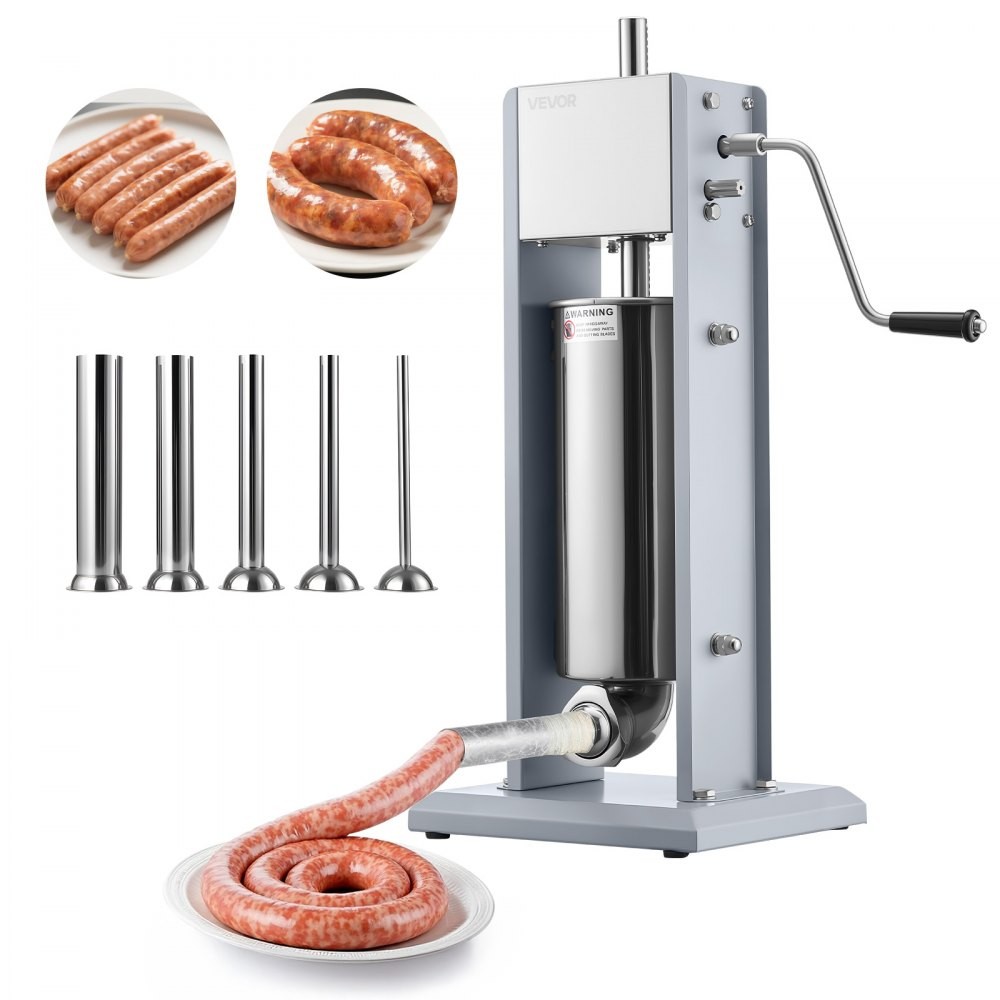 VEVOR VS-5L vertical two-speed sausage stuffer with five stuffing tubes, official product image