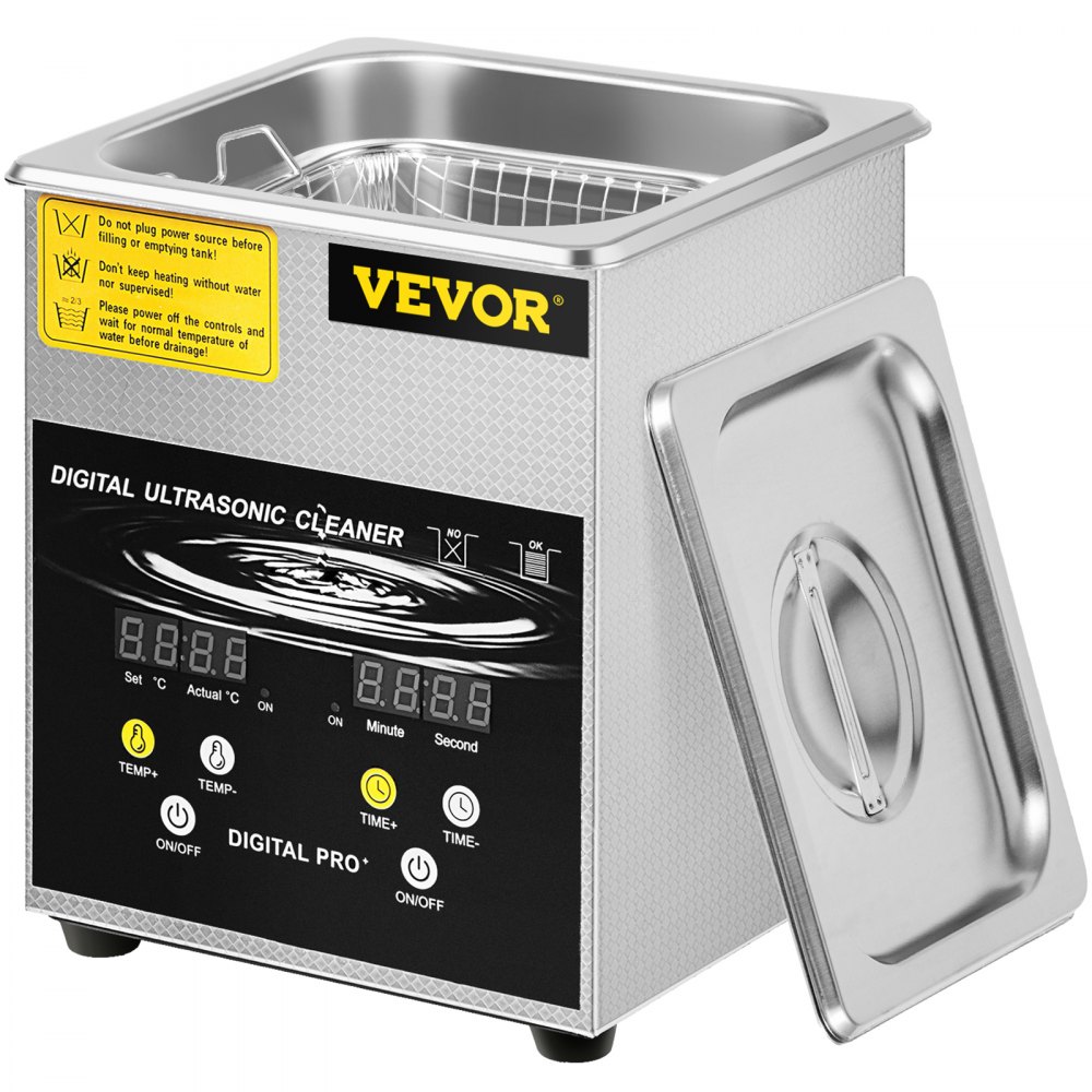 VEVOR 2L ultrasonic cleaner with heater and digital timer, official product image