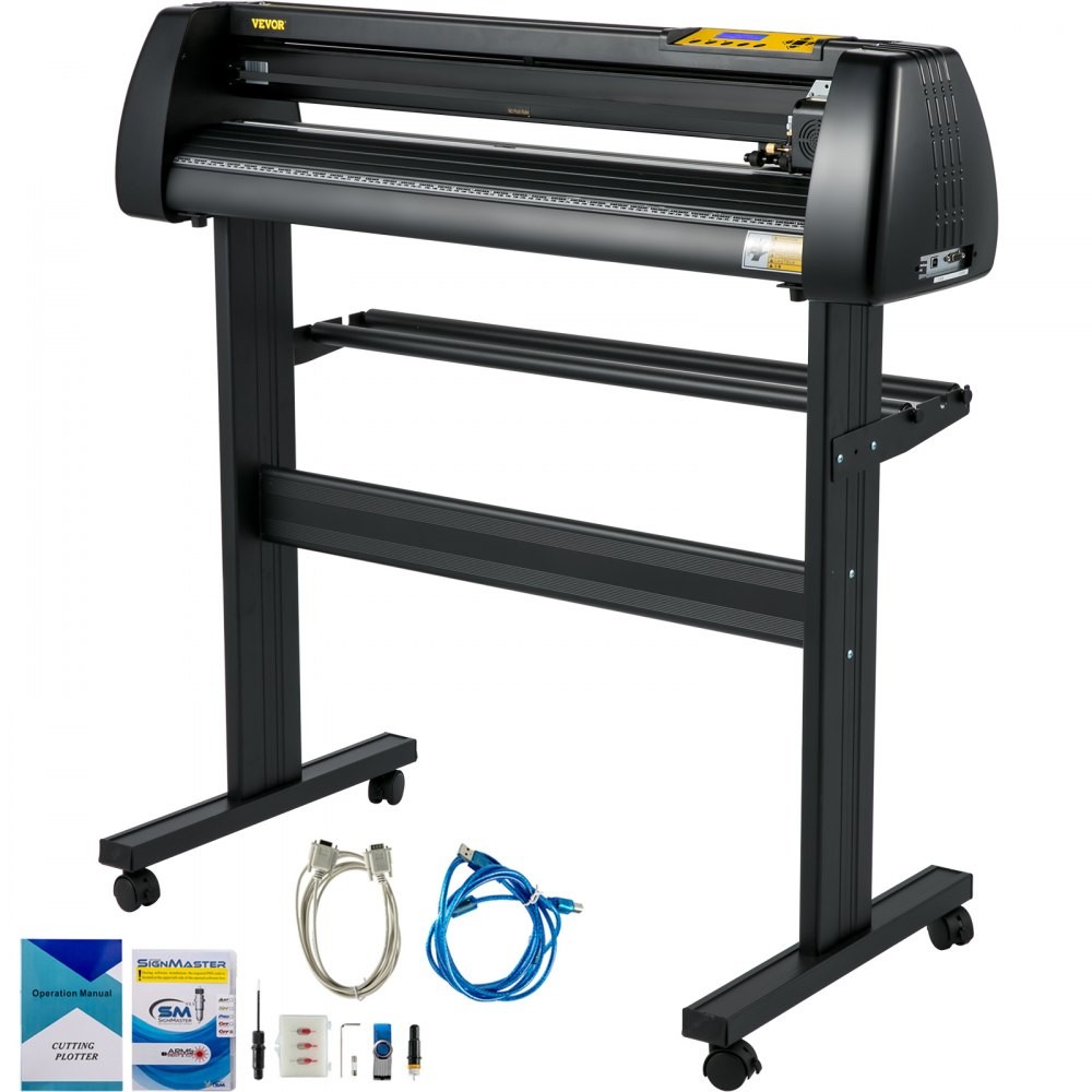 VEVOR 28 inch (720 mm feed) vinyl cutter plotter on a floor stand with accessories, official product image