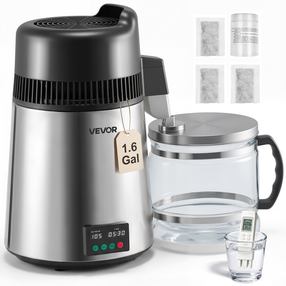 VEVOR 6L large water distiller YMK60208 with glass container, official product image