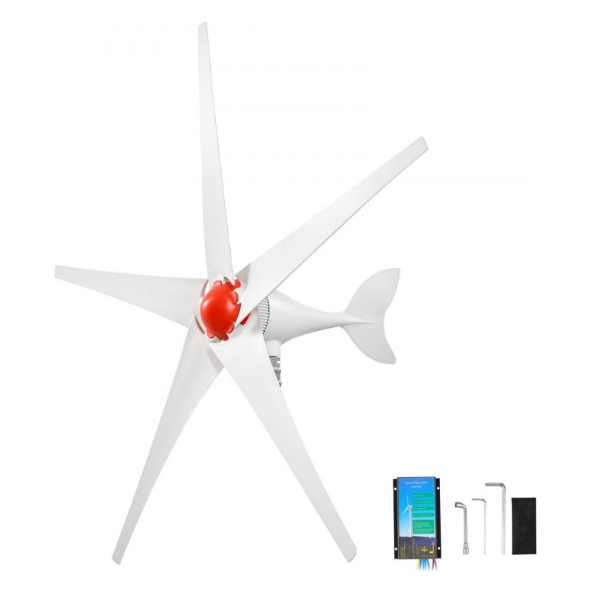 VEVOR FT-800 800W 12V five-blade wind turbine with wind and solar hybrid controller, official product image